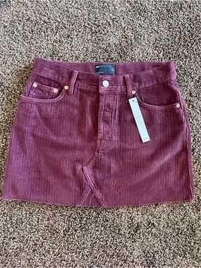 Corduroy Mini Skirt in Burgundy by